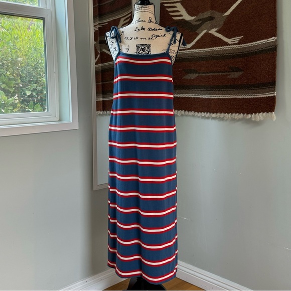 Marine Layer Sadie Striped Tie Shoulder Midi Dress - Picture 4 of 10